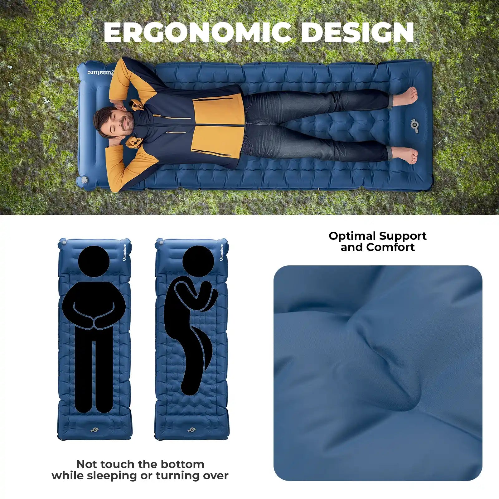 Ultra Light Inflatable Sleeping Pad With Pillow Camping Hiking