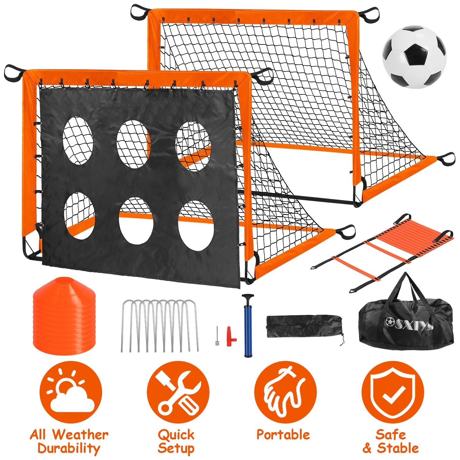 Kids Portable Soccer Goal Set Training Kit with Accessories