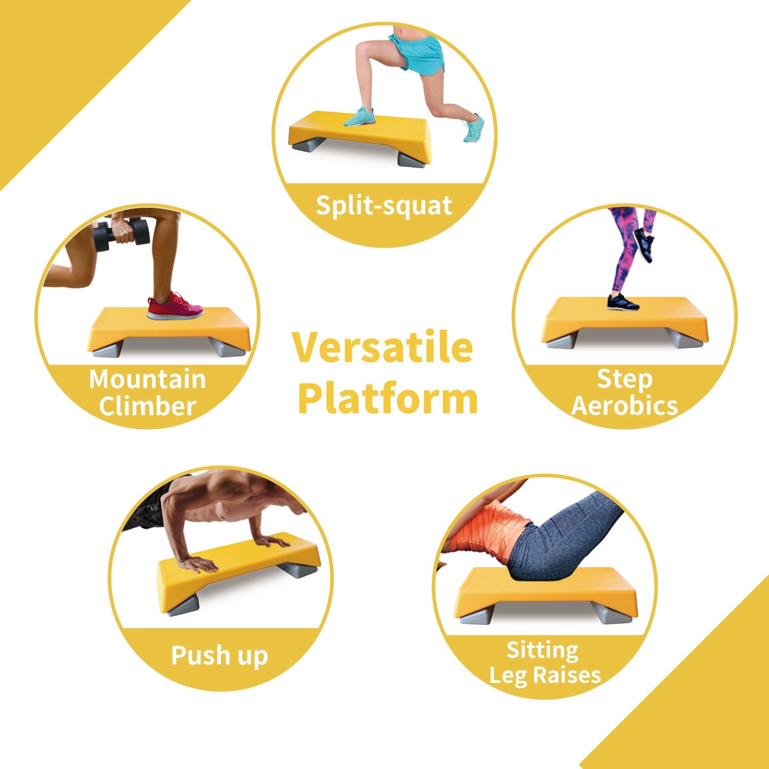 Aerobics Step Platform Adjustable Fitness Stepper Trainer Exercise Board