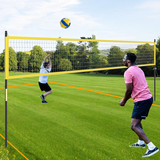 Portable Outdoor Volleyball Net Set Heavy Duty System Yellow