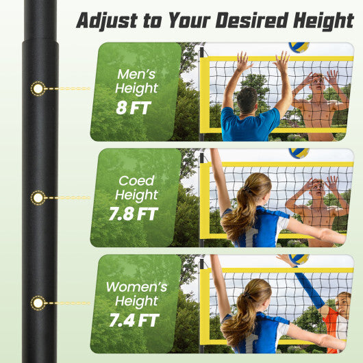 Portable Outdoor Volleyball Net Set Heavy Duty System Yellow