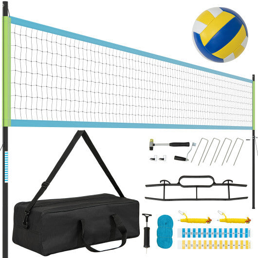 Portable Outdoor Volleyball Net Set Heavy Duty System Yellow