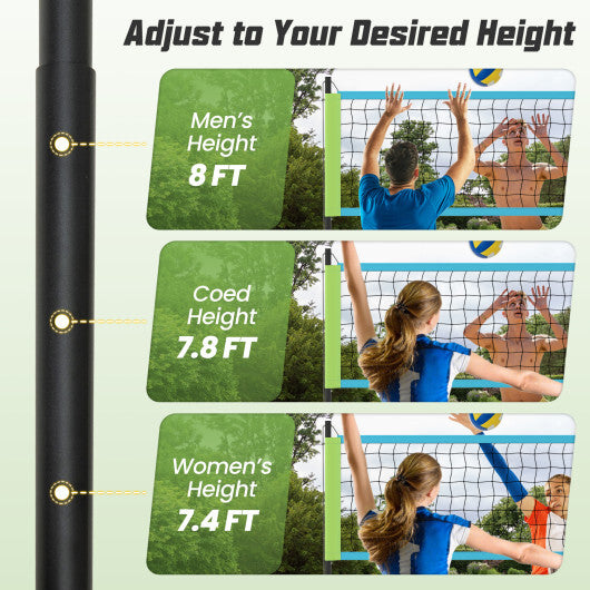 Portable Outdoor Volleyball Net Set Heavy Duty System Yellow