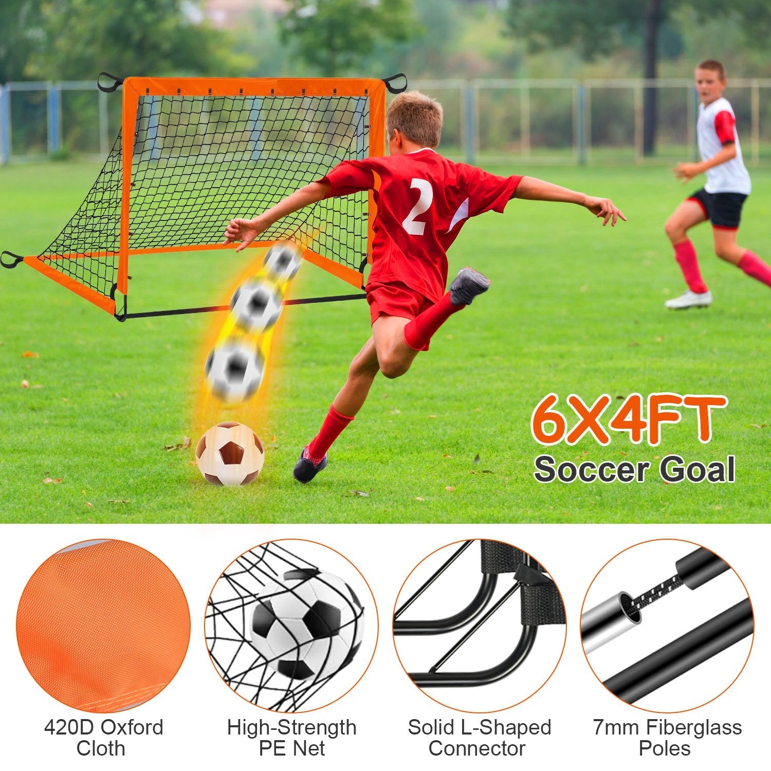Kids Portable Soccer Goal Set Training Kit with Accessories