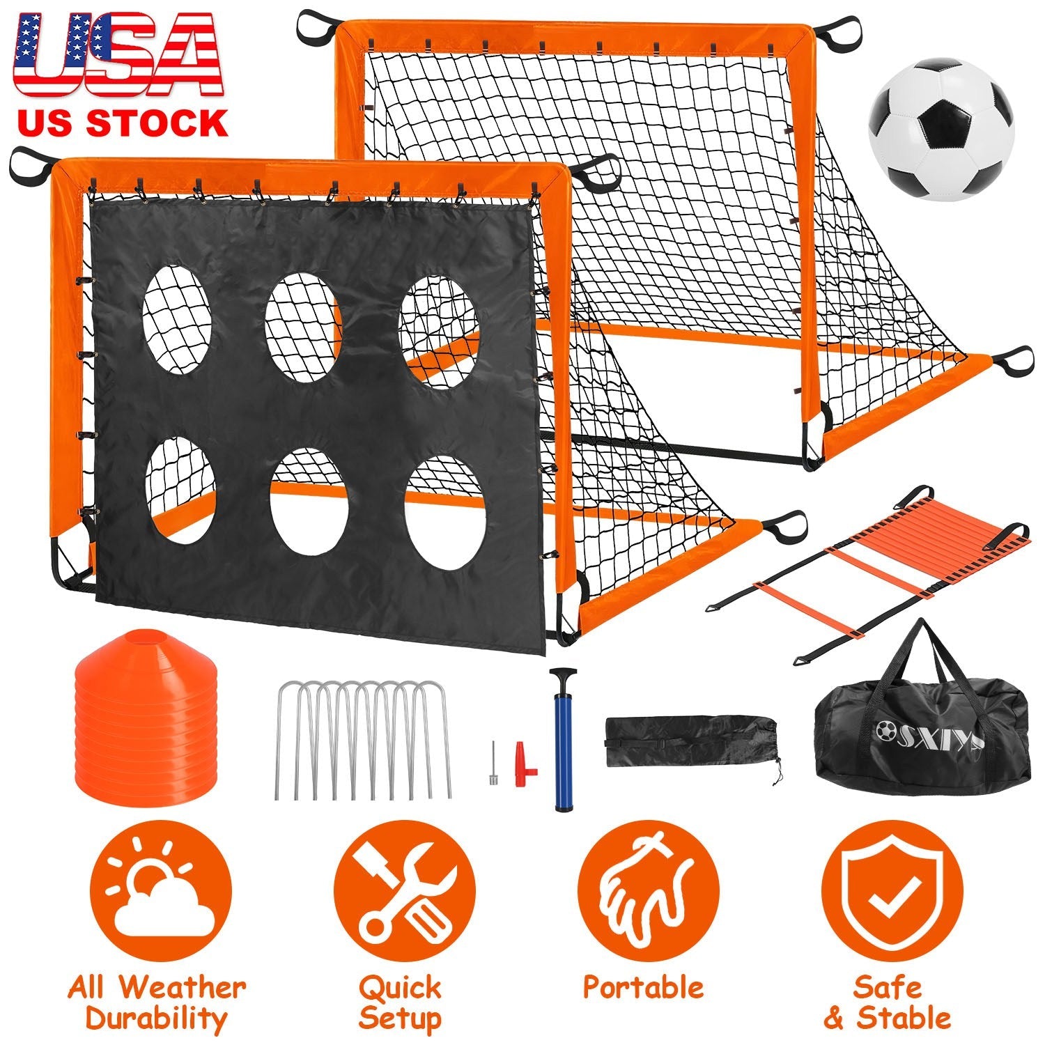 Kids Portable Soccer Goal Set Training Kit with Accessories