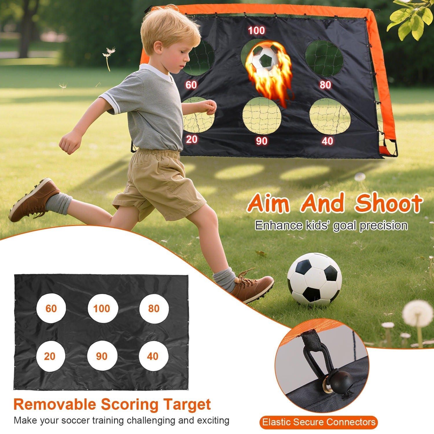 Kids Portable Soccer Goal Set Training Kit with Accessories