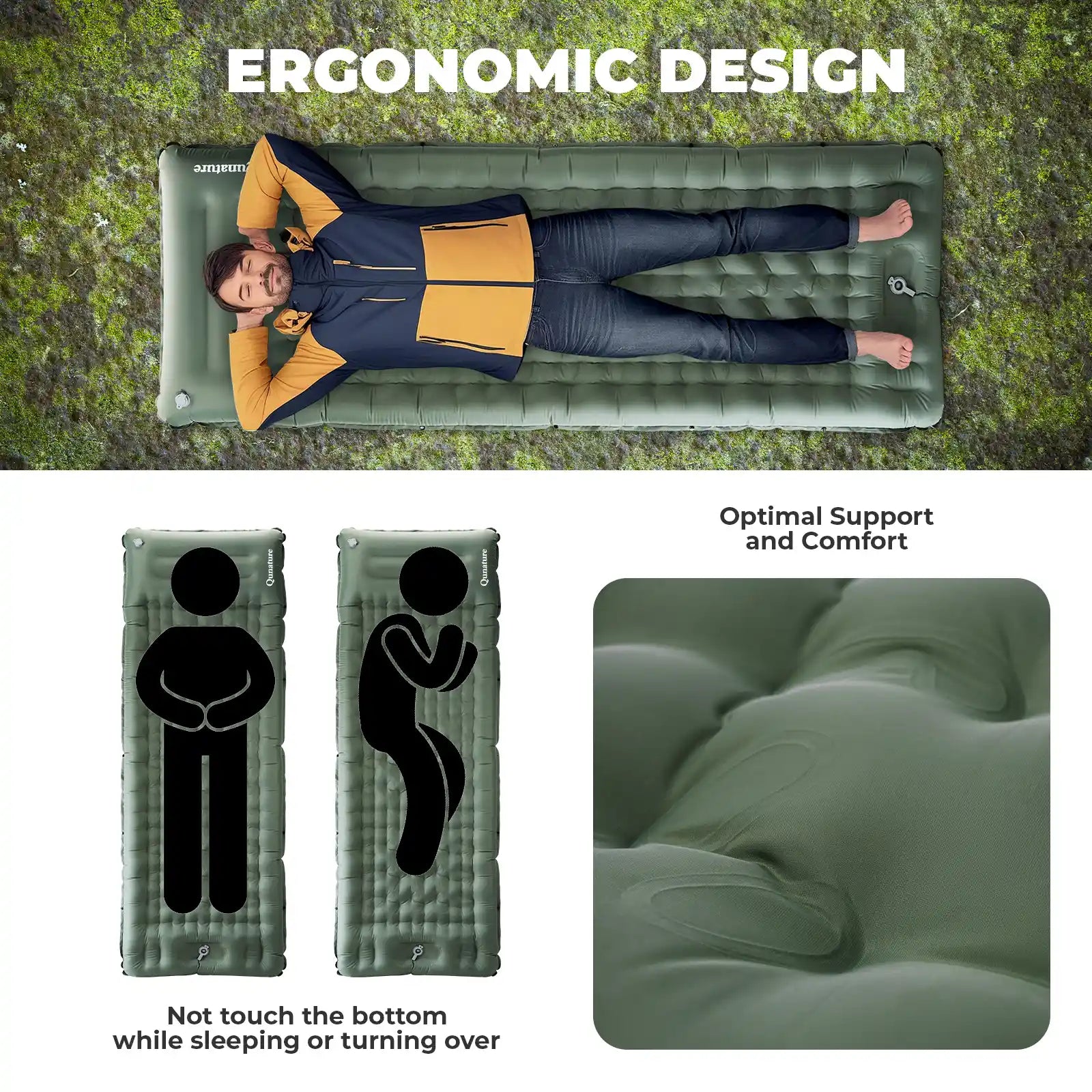 Ultra Light Inflatable Sleeping Pad With Pillow Camping Hiking