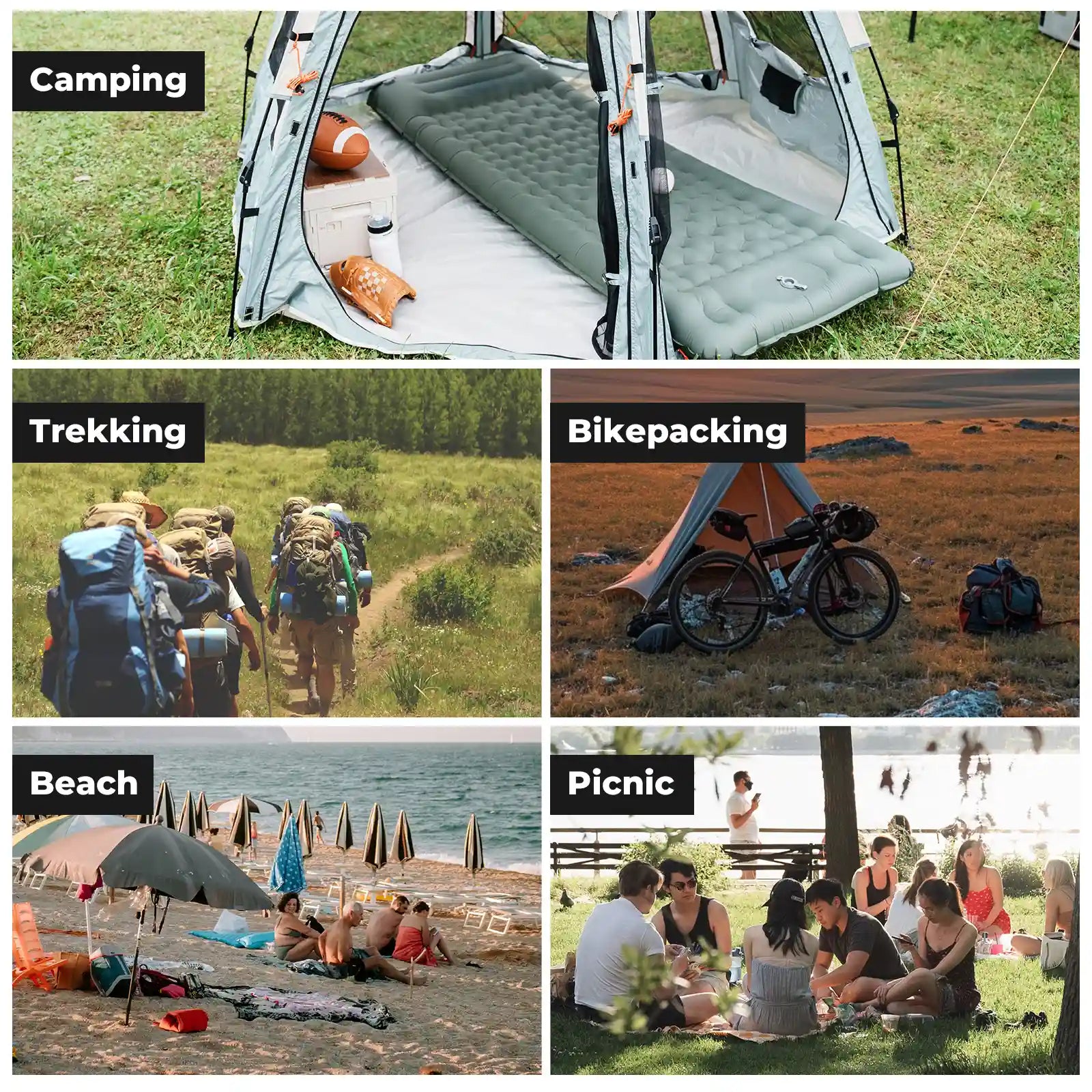 Ultra Light Inflatable Sleeping Pad With Pillow Camping Hiking